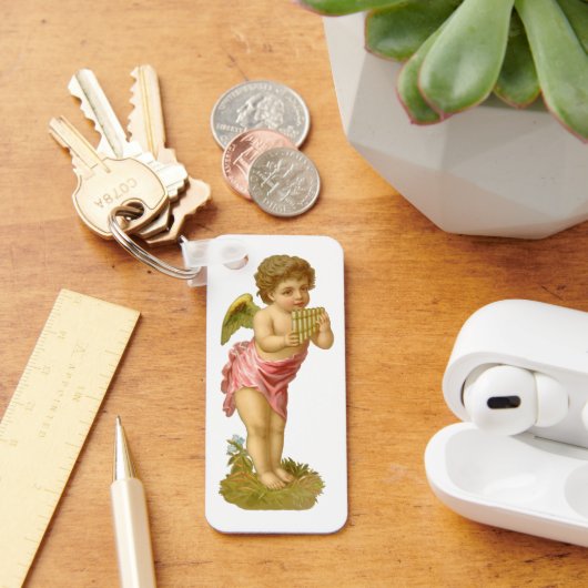 パンパイプとヴィンテージクリスマス、ミュージシャンエンジェル キーホルダー (デスク)