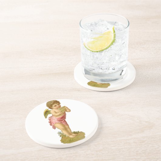 パンパイプとヴィンテージクリスマス、ミュージシャンエンジェル コースター (側面)