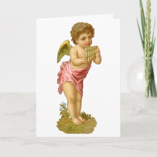 パンパイプとヴィンテージクリスマス、ミュージシャンエンジェル シーズンカード (正面)