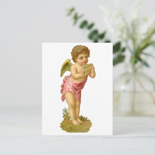 パンパイプとヴィンテージクリスマス、ミュージシャンエンジェル シーズンポストカード (スタンド正面)