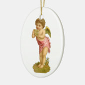 パンパイプとヴィンテージクリスマス、ミュージシャンエンジェル セラミックオーナメント (左)
