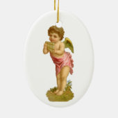 パンパイプとヴィンテージクリスマス、ミュージシャンエンジェル セラミックオーナメント (裏面)