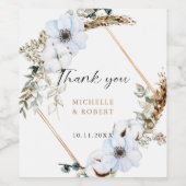 パンパエレガントスグラスとホワイトアネモネ結婚ズ ワインラベル (シングルラベル)