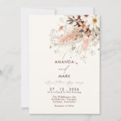 パンパエレガントスグラスボホワイルドフラワー結婚ズ 招待状 (正面)