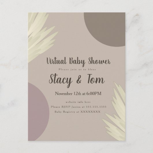 パンパオーガニックスのシェイプBohemian仮想ベビーシャワー インビテーションポストカード (正面)