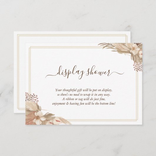 パンパグラスディスプレイブライダルウェディングシャワーエンクロシュール エンクロージャーカード (正面/裏面)