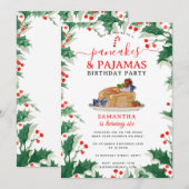 パンパジャマPJ女子クリスマスお誕生日おめでとう 招待状 (正面/裏面)