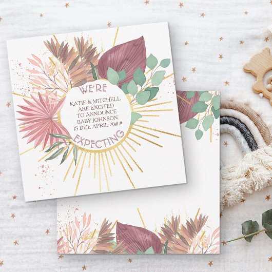 パンパスとユーカリ中性ボホ妊娠 案内状