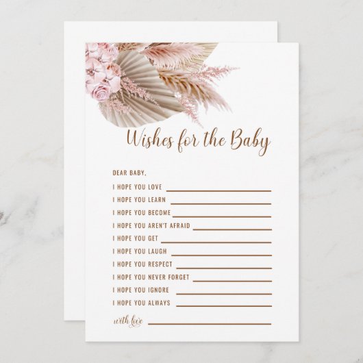 パンパスの赤ちゃんのためのベビーシャワーの願い 招待状 (正面/裏面)