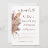 パンパスエレガンスマウブピンクの赤ちゃんシャワー招待 招待状 (正面)