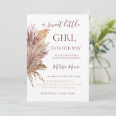 パンパスエレガンスマウブピンクの赤ちゃんシャワー招待 招待状 (スタンド正面)