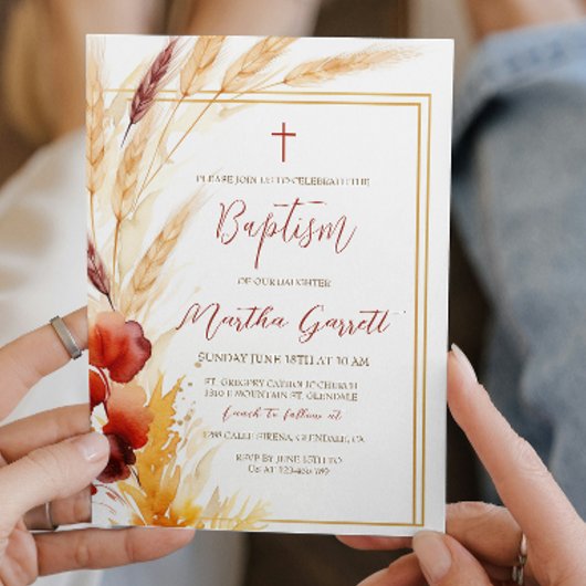 パンパスオータムベージュガールズバプテスマ 招待状