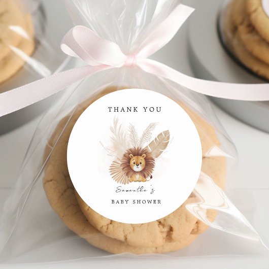 パンパスキュートなライオンの赤ちゃんシャワーシール ラウンドシール