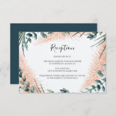パンパスグモダンリーナリーの葉のウェディングレセプション エンクロージャーカード (正面/裏面)