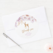 パンパスグラスああ鹿薄紫赤ちゃんシャワーメッセージカード ラウンドシール (封筒)