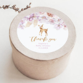 パンパスグラスああ鹿薄紫赤ちゃんシャワーメッセージカード ラウンドシール