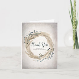 パンパスグラスおよび緑の草木の結婚式は感謝していしています サンキューカード