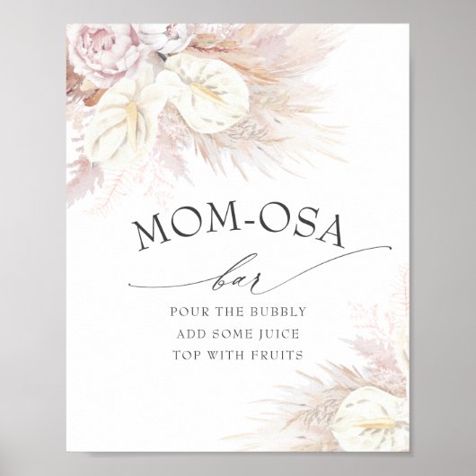 パンパスグラスとアンスリウムマムオーサバー標識 ポスター (正面)