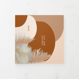 パンパスグラスとアーチ結婚ズのデザインダークトリ – F 三つ折り招待状