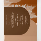 パンパスグラスとアーチ結婚ズのデザインダークトリ – F 三つ折り招待状 (内部中)