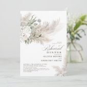 パンパスグラスとサボテンのグリーンと花の前撮りディナー 招待状 (スタンド正面)