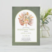 パンパスグラスとパームセージ緑の婚約パーティ 招待状 (スタンド正面)