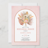 パンパスグラスとパームソフトピンクのリハーサルディナー 招待状 (正面)