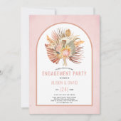 パンパスグラスとパームソフトピンク婚約パーティ 招待状 (正面)