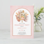 パンパスグラスとパームソフトピンク婚約パーティ 招待状 (スタンド正面)