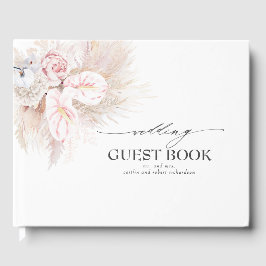 パンパスグラスとピンクのアンスリム結婚ズ ゲストブック