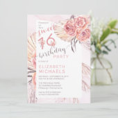 パンパスグラスとピンクのバラのSweet 16パーティー 招待状 (スタンド正面)