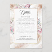 パンパスグラスとピンクキングプロテア結婚の詳細 エンクロージャーカード (正面)