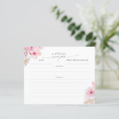 パンパスグラスとピンク熱帯花レシピカード (スタンド正面)