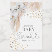 パンパスグラスとホワイトオーキッド ボーホー ワインラベル (シングルラベル)