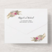 パンパスグラスとヤシのステンドラコッタ結婚ス オールインワン招待状 (裏面)