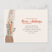 パンパスグラスとユーカリ新しいアドレス移動 案内ポストカード (正面)