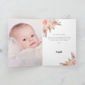 パンパスグラスとローズゴールドの花の写真　洗礼式 サンキューカード (内部)