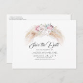 パンパスグラスと王プロテア花の保存日付 ポストカード (正面/裏面)