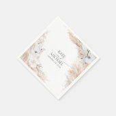 パンパスグラスと白いラン熱帯結婚の スタンダードカクテルナプキン (角)