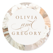 パンパスグラスと白い花ボホ結婚ズ