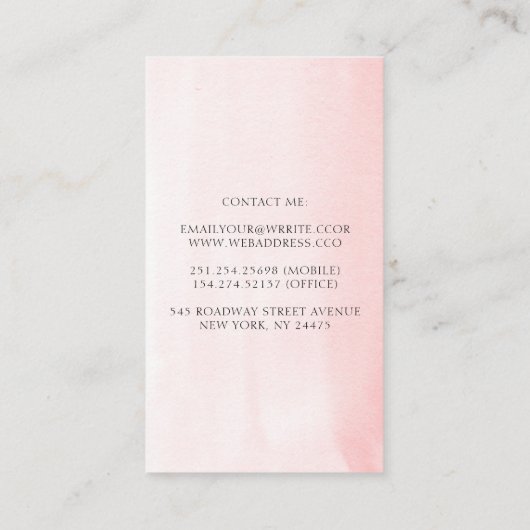 パンパスグラスと白い蘭の熱帯植物 名刺 (裏面)