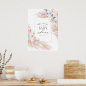 パンパスグラスと白い蘭ベビーシャワーへようこそ ポスター (キッチン)