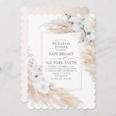 パンパスグラスと白の蘭リハーサルディナー 招待状 (正面/裏面)