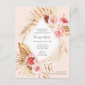 パンパスグラスのピンクの水色フローラボホベビーガール インビテーションポストカード (正面)