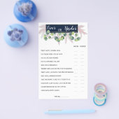 パンパスグラスの上または下ブライダルシャワーゲームカード チラシ (シングル)