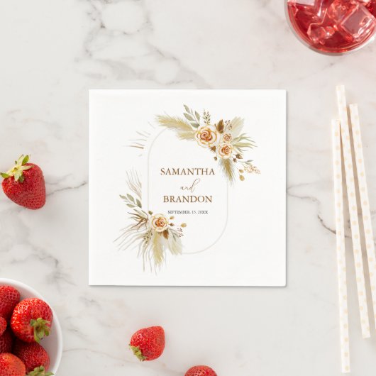 パンパスグラスの水の色bohoエレガントな結婚式 スタンダードカクテルナプキン (インサイチュ)