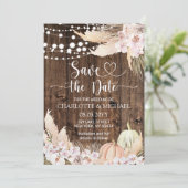 パンパスグラスのRusticな結婚式のSave the Date 招待状 (スタンド正面)