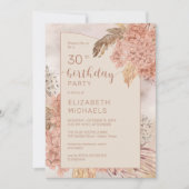 パンパスグラスアジサイ開花30th誕生日パーティー 招待状 (正面)