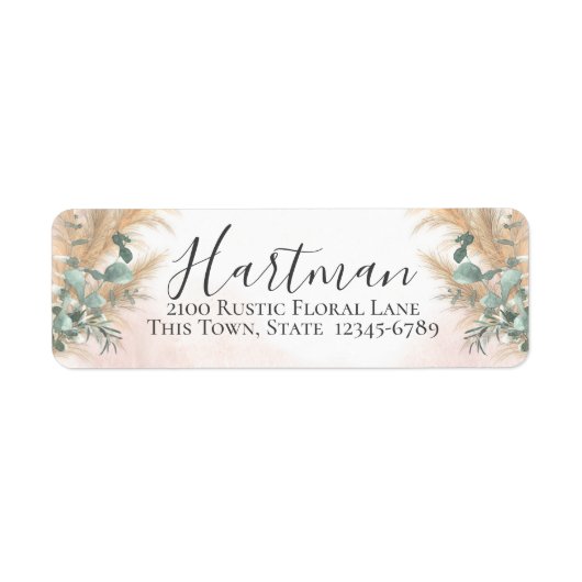 パンパスグラスアンドユーカリ差出人住所ラベル ラベル (正面)