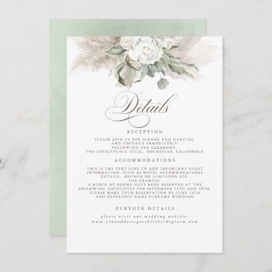 パンパスグラスアースシェードフローラ結婚ズ詳細 エンクロージャーカード (正面/裏面)